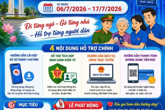 Xã Tứ Mỹ phát động 12 ngày cao điểm hỗ trợ cài đặt ứng dựng i - HaTinh, tích hợp định danh điện tử 