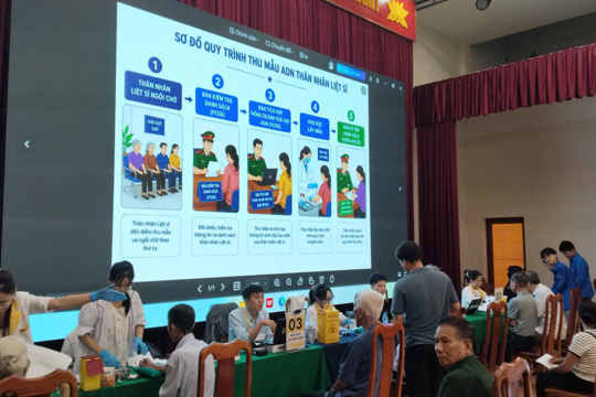 Xã Tứ Mỹ hỗ trợ thân nhân liệt sĩ tham gia thu nhận mẫu sinh phẩm ADN phục vụ xác định danh tính hài cốt liệt sĩ